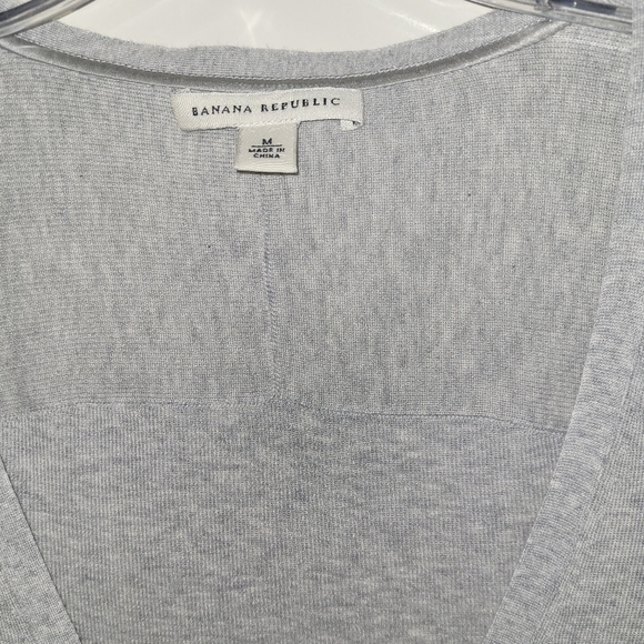 Banana Republic Silk Cotton Blend Buttonup Grey Long Sweater with Pockets - Picture 2 of 5